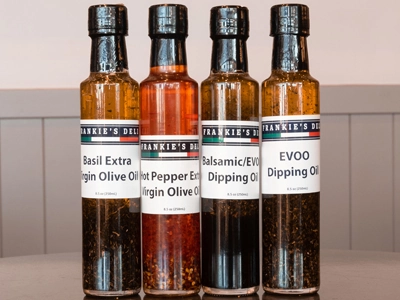 extra virgin olive oil and balsamic vinegars